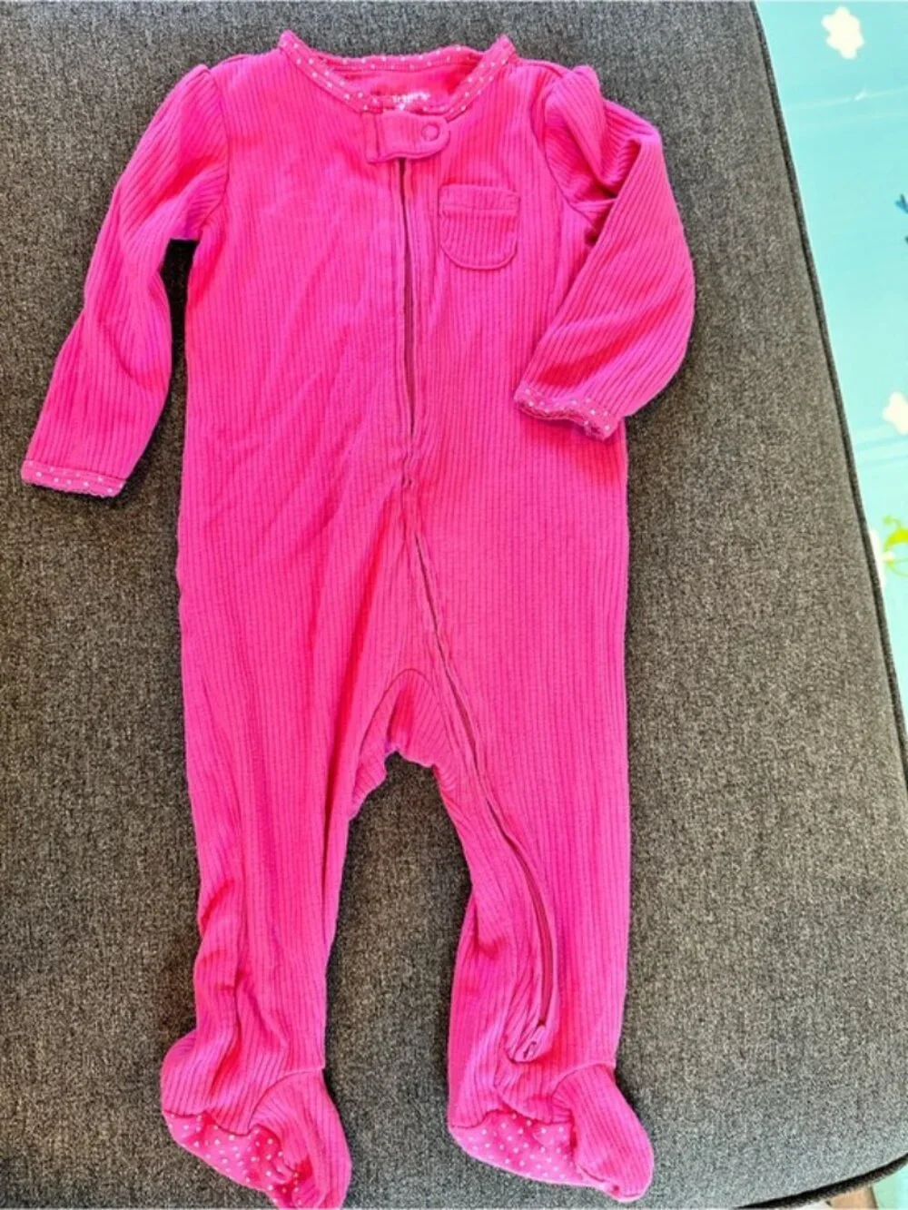 🤑EU Carter's Hot Pink Thermal Sleep & Play Footed Romper🤑
